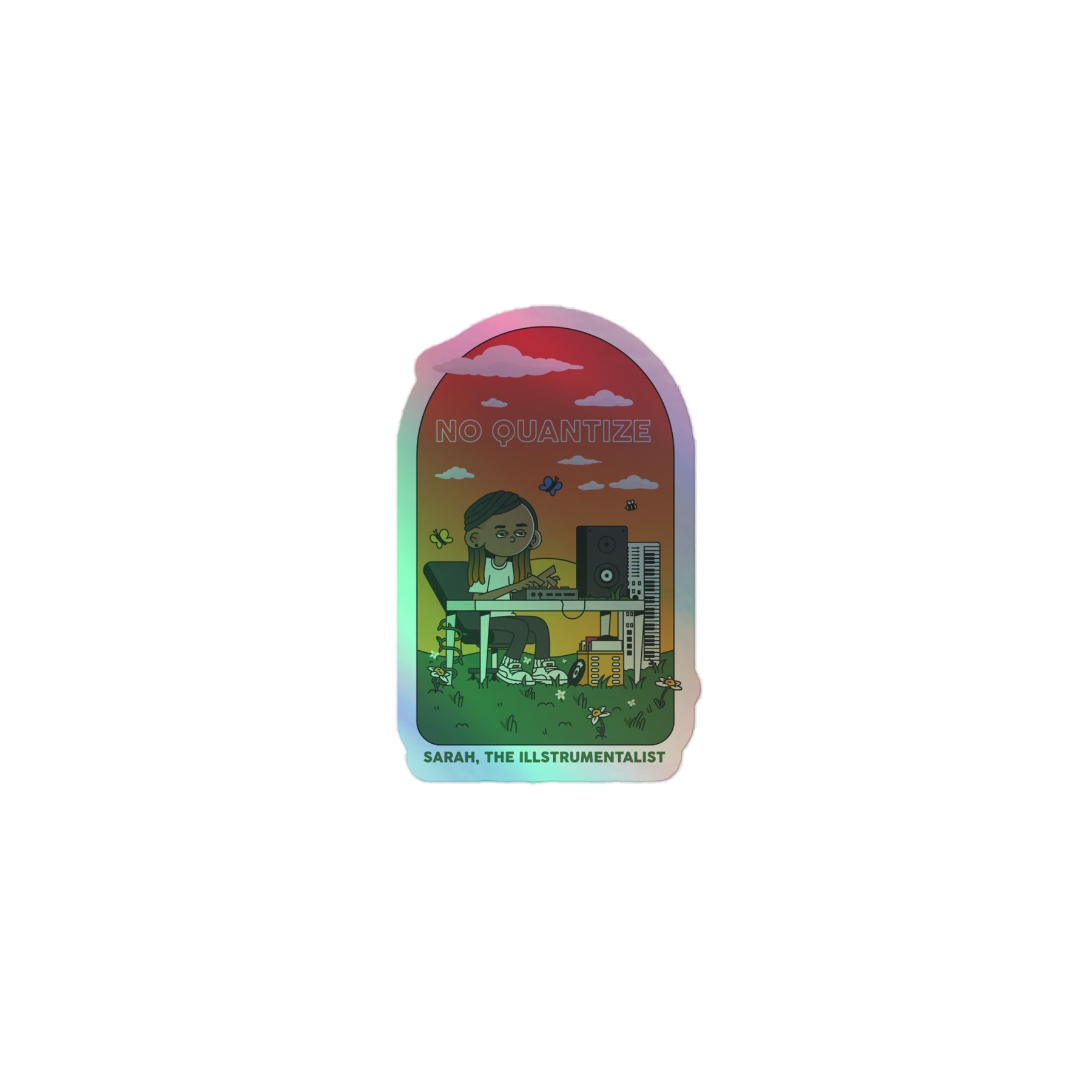 Quantize Sticker Sarah, The Illstrumentalist Making Beats Holographic stickers – No Quantize