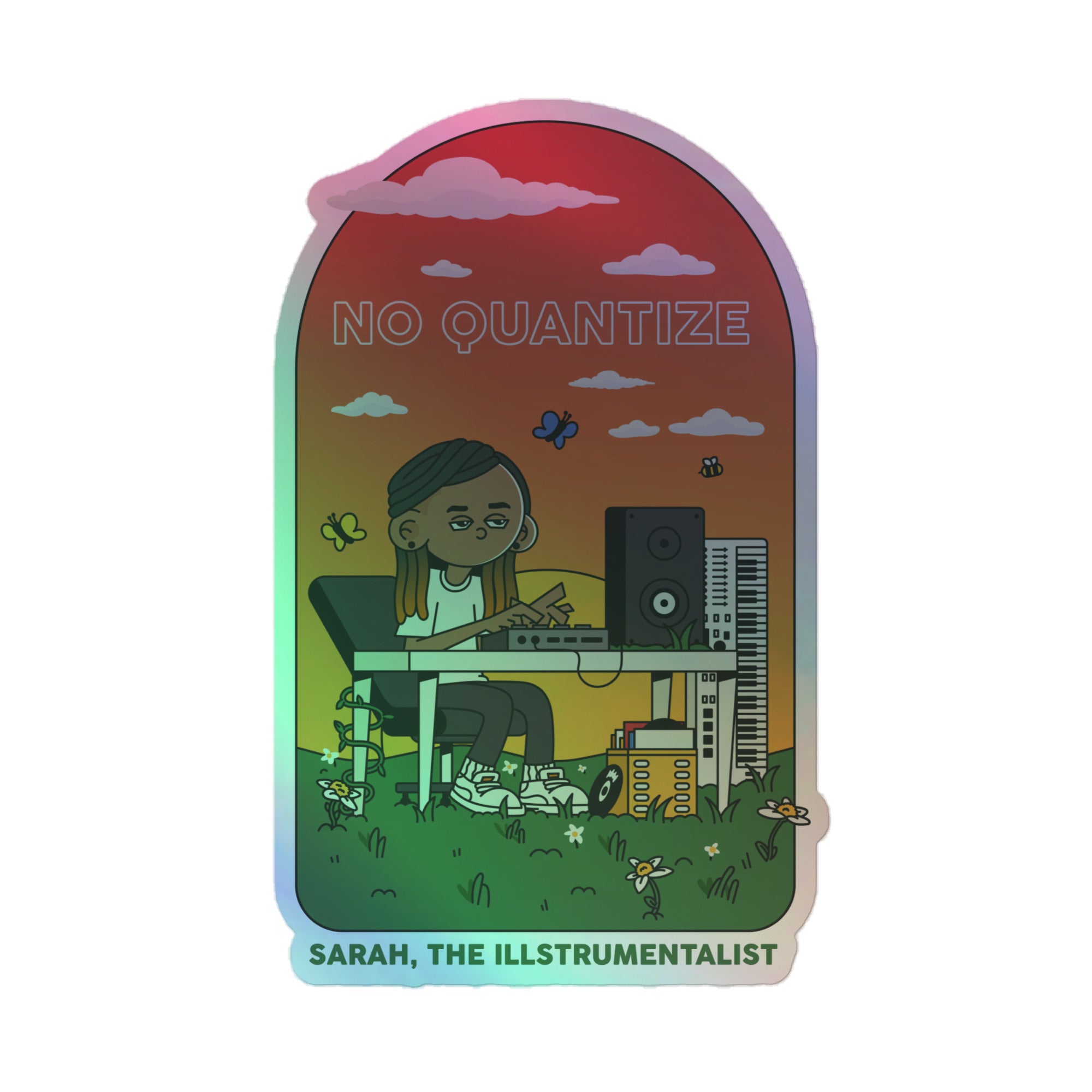 Quantize Sticker Sarah, The Illstrumentalist Making Beats Holographic stickers – No Quantize